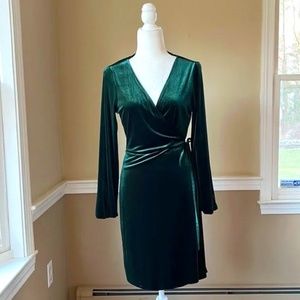 Banana Republic Factory Evergreen Velvet Wrap Dress Size 10